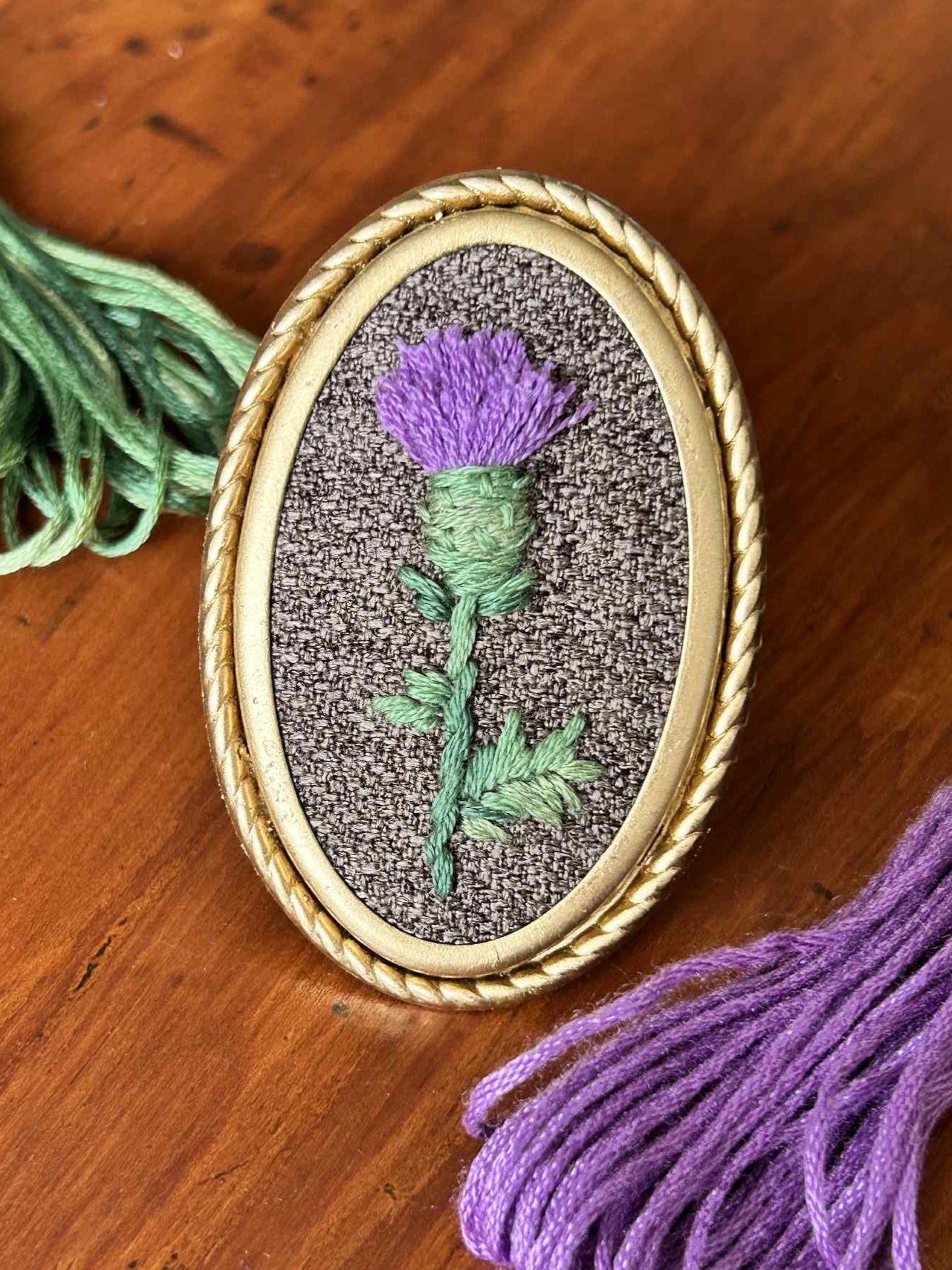 Thistle Hand Embroidered Brooch