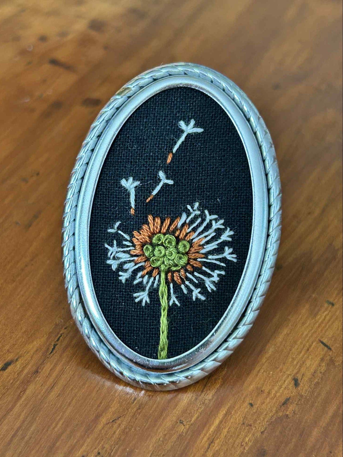 Dandelion Puff Hand Embroidered Brooch
