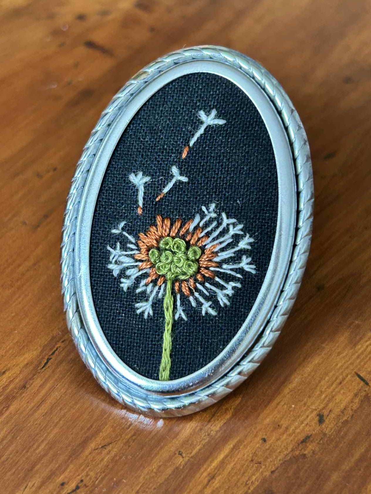 Dandelion Puff Hand Embroidered Brooch