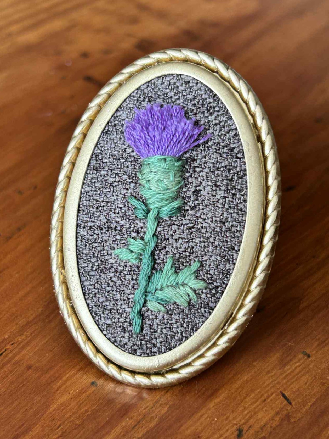 Thistle Hand Embroidered Brooch