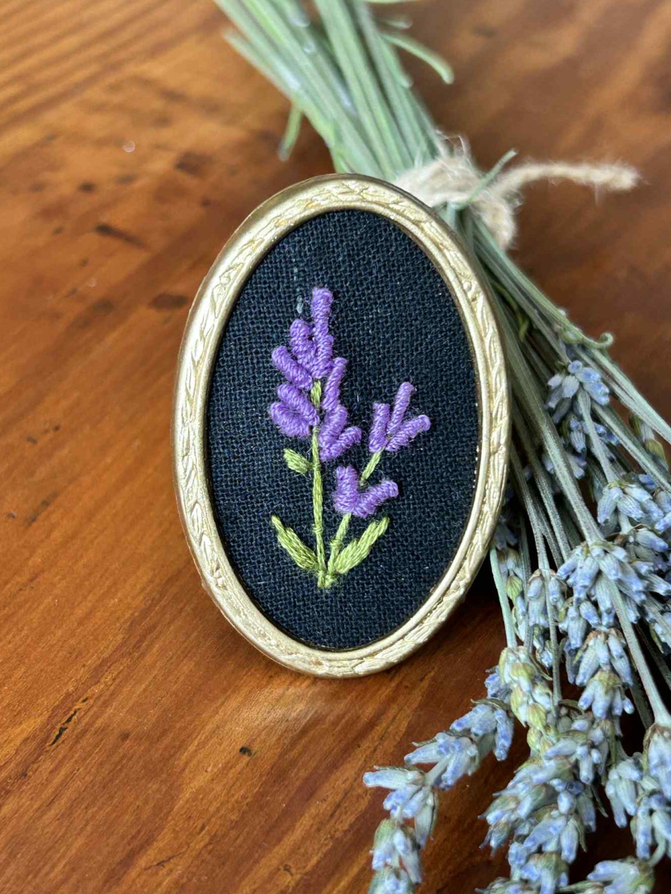 Lavender Hand Embroidered Brooch