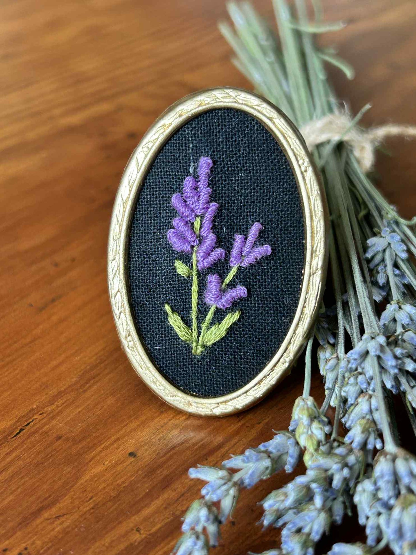 Lavender Hand Embroidered Brooch