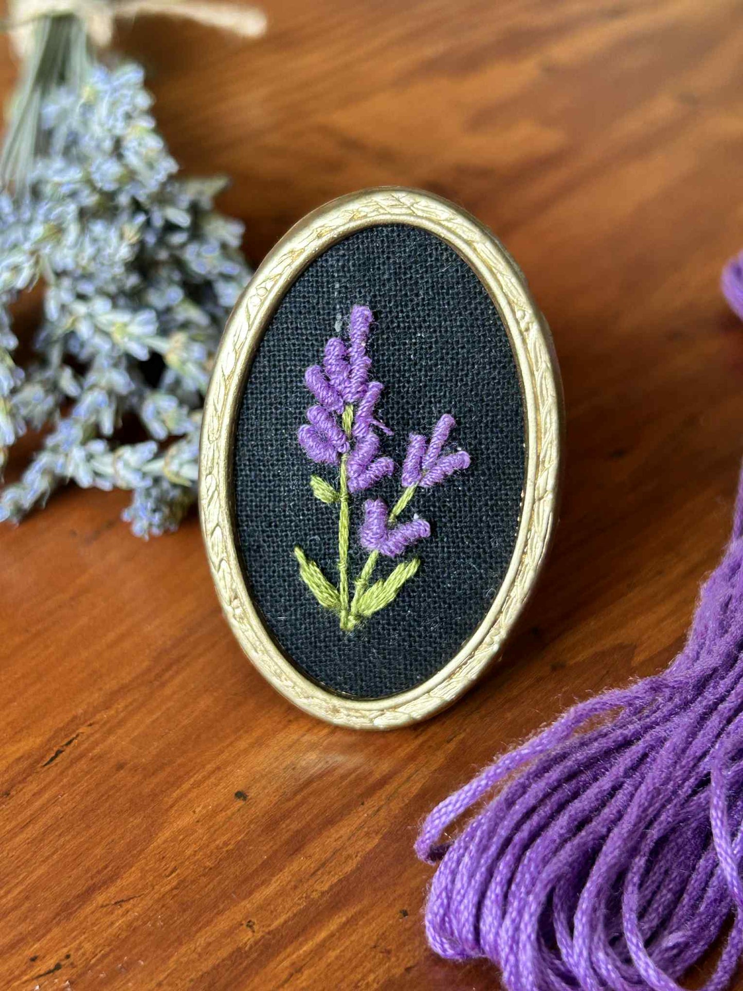 Lavender Hand Embroidered Brooch