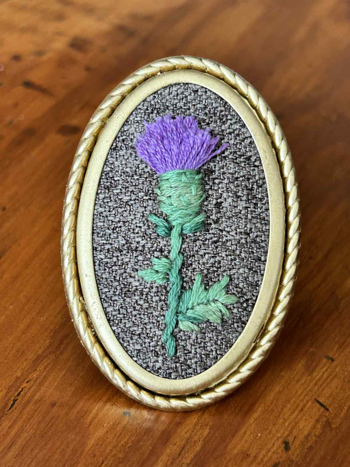 Thistle Hand Embroidered Brooch