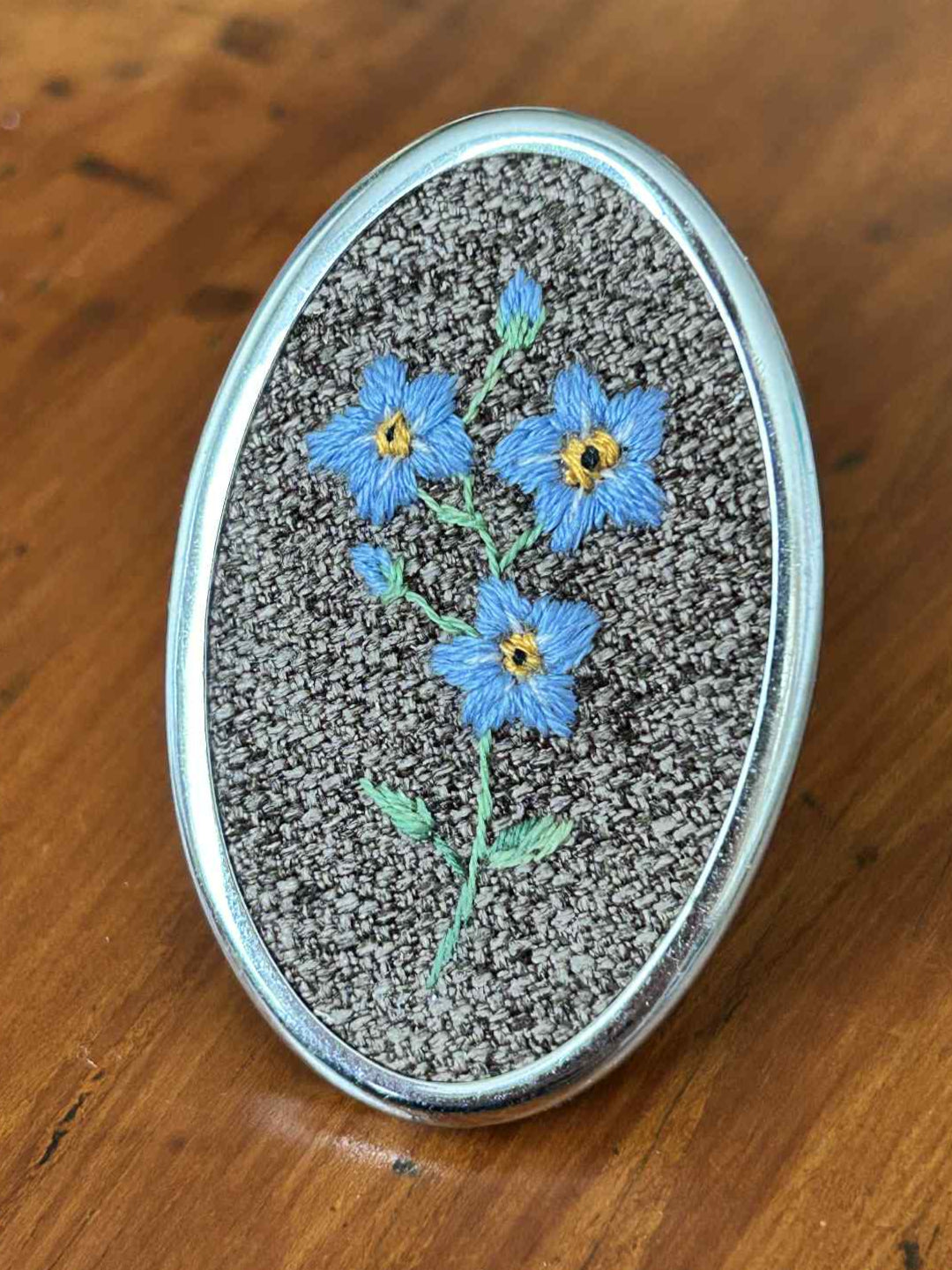 Forget-Me-Not Hand Embroidered Brooch