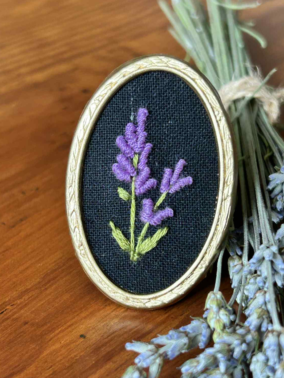 Lavender Hand Embroidered Brooch