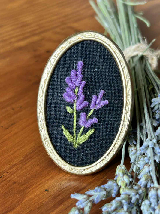 Lavender Hand Embroidered Brooch