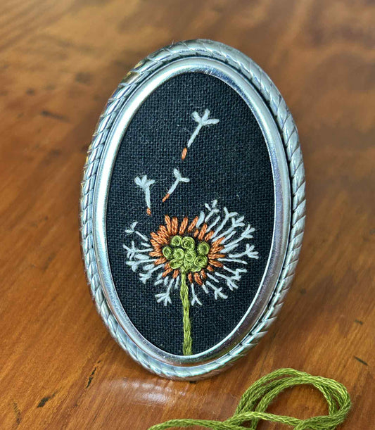 Dandelion Puff Hand Embroidered Brooch