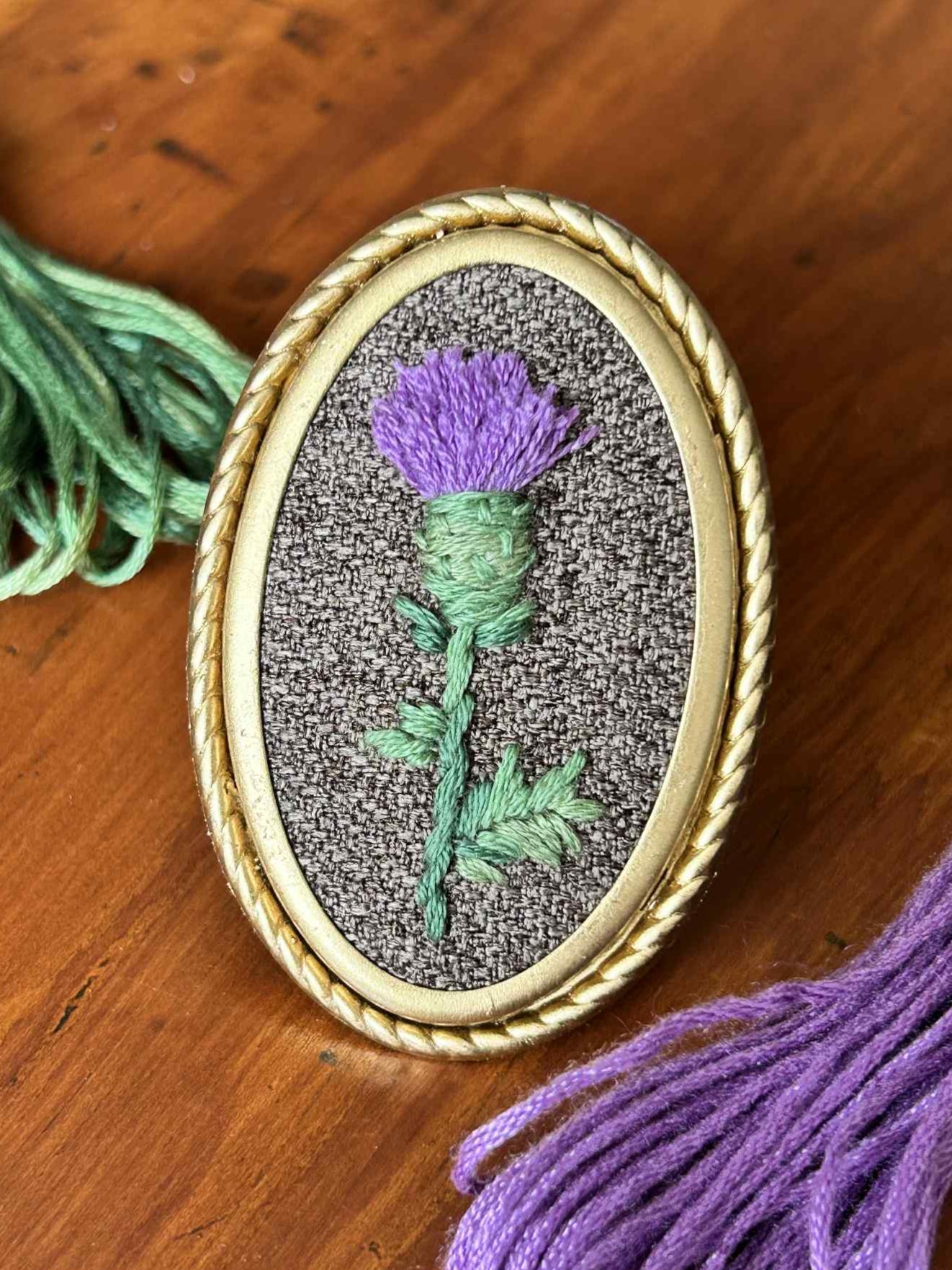 Thistle Hand Embroidered Brooch