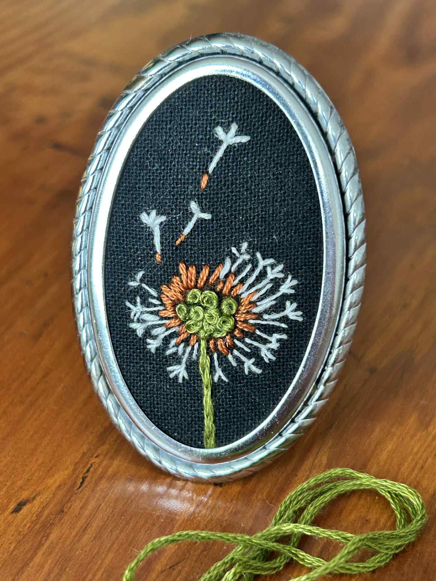 Dandelion Puff Hand Embroidered Brooch