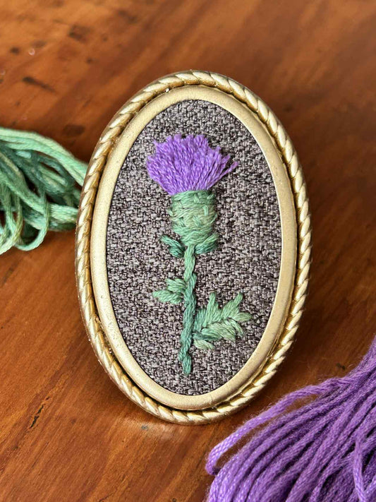Thistle Hand Embroidered Brooch