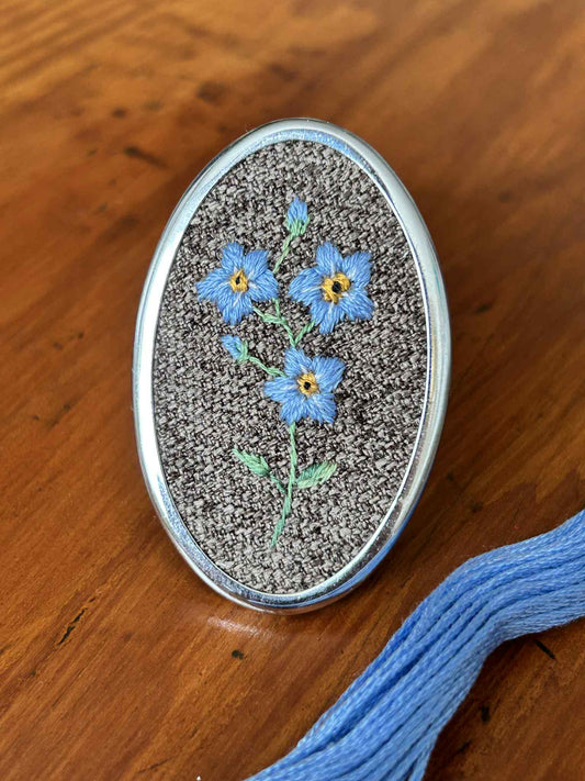 Forget-Me-Not Hand Embroidered Brooch