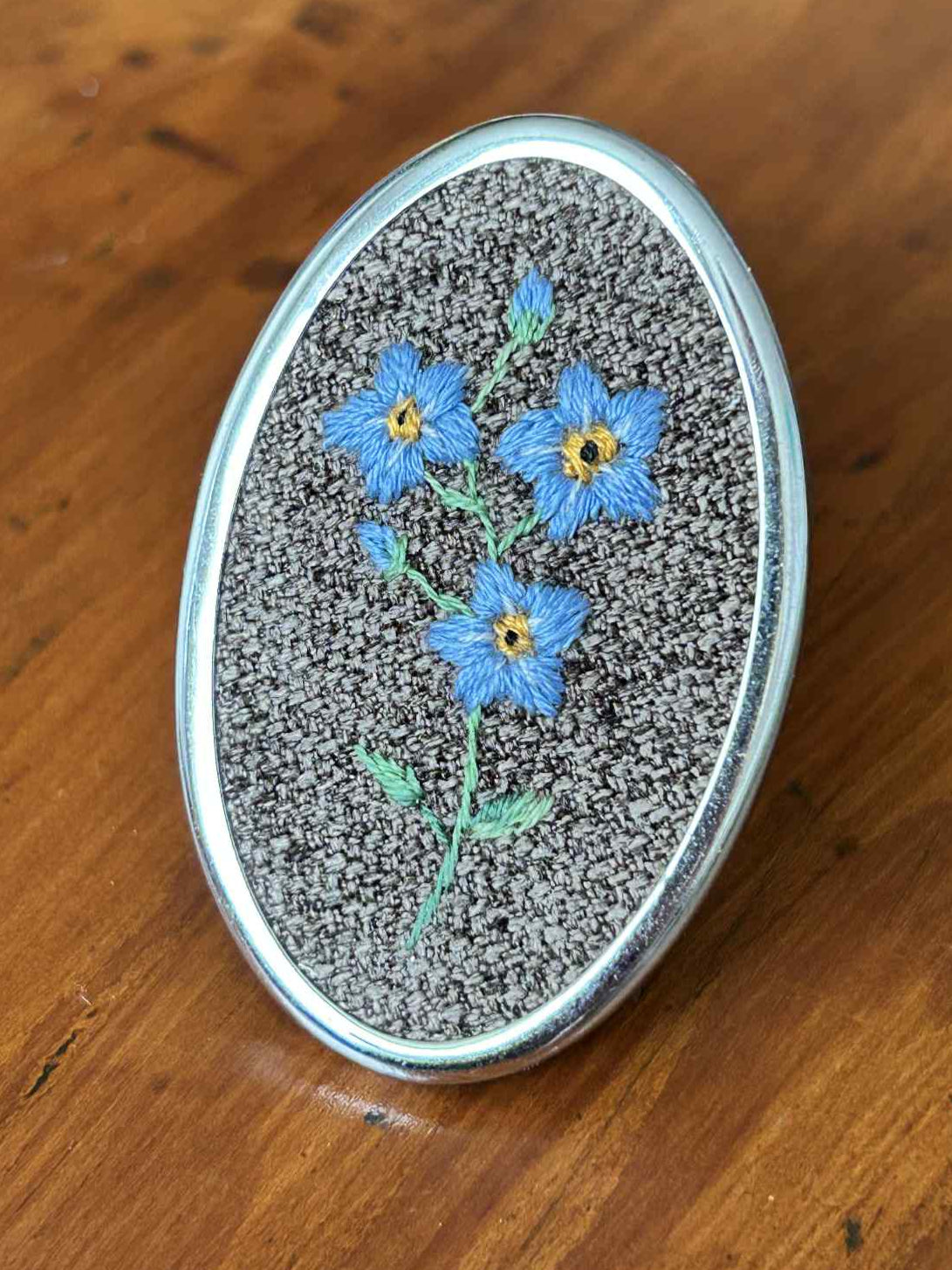 Forget-Me-Not Hand Embroidered Brooch
