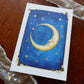 'Man In The Moon' Gold Ink Embellished A4 A5 Print